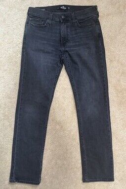 HOLLISTER Jeans W30 L30 Black Men's Slim Straight Epic Flex Stretch